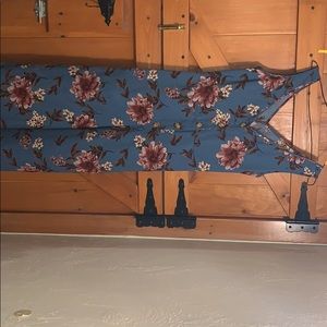 Floral print blue romper